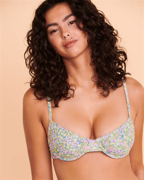 KULANI KINIS LAGUNA LOVERS Bralette Bikini Top Ditsy Print Bikini Village