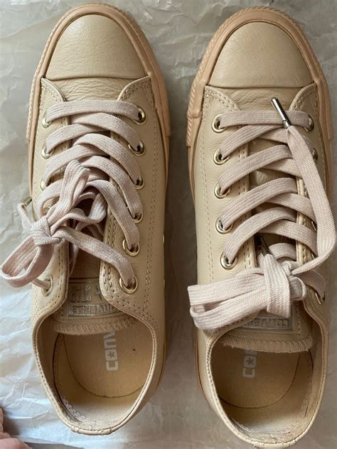 Converse Nude Leather Sneakers Luxury Sneakers Footwear On Carousell