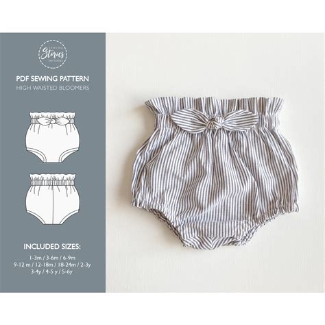 High Waisted Bloomers Pdf Pattern Bloomers With Ruffled Etsy