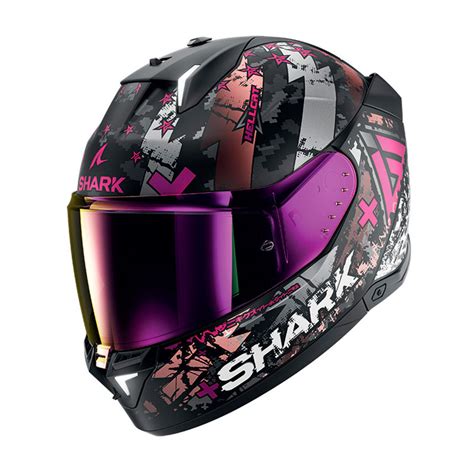 Casco Shark Skwal I Hellcat Negro Violeta Motoviedo Store