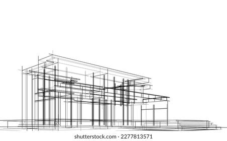 Architectural Sketch Building Stock Vector (Royalty Free) 2277813571 ...