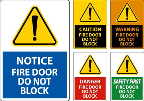 Fire Door Do Not Block Sign On White Background 19642779 Vector Art at ...