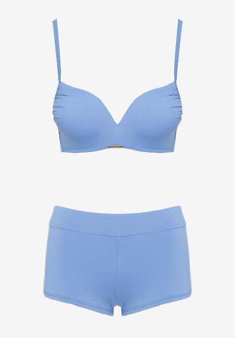Niebieskie Bikini Częściowe Zabudowane Majtki High Waist i Biustonosz na Zatrzask Xubbia Renee