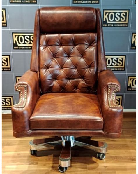 Rexine High Back Koss Brown Heritage Boss Chair Fixed Arm At Rs