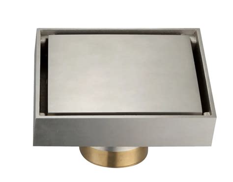 Brushed Nickel Bathroom Soild Brass 4x4 Inches Square Shower Floor