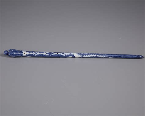 A Chinese blue and white porcelain 'dragon and phoenix' rod