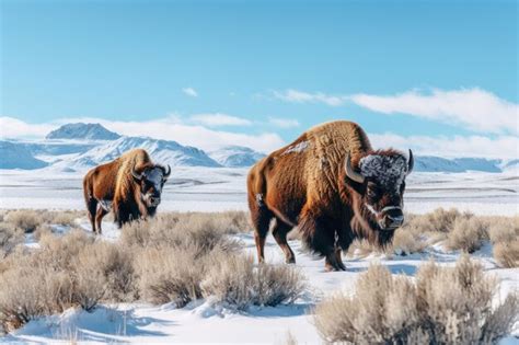 Premium AI Image | Winter Grazing of American Bison