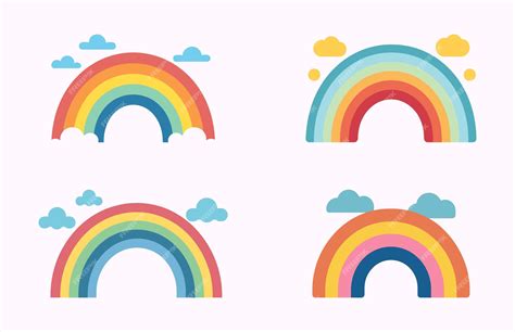 Ilustración Vectorial De Arco Iris De Colores Conjunto De Iconos De