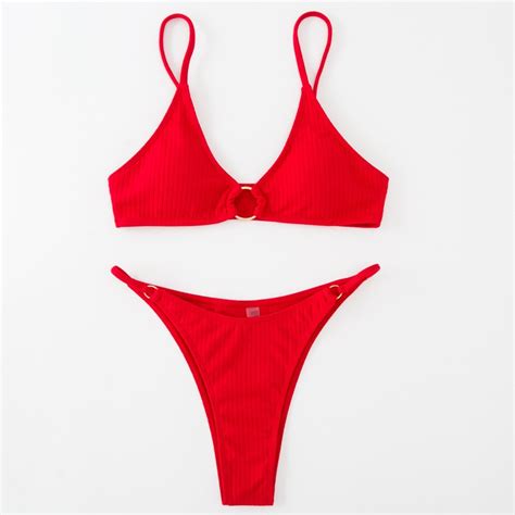 Sexy Women S Solid Color Split Bikini