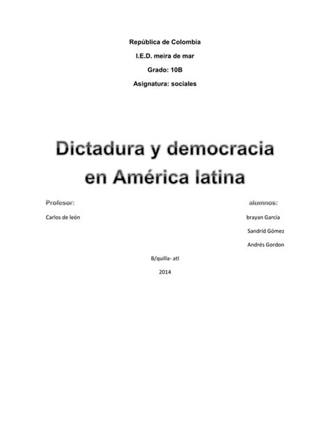 Dictadura y democracia en américa latina PDF