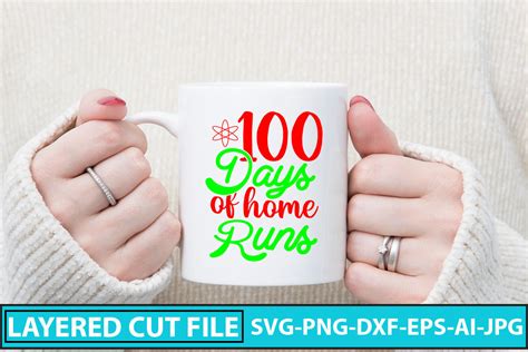 100 Days of Home Runs SVG Cut File Gráfico por DesignMedia Creative