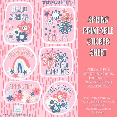 Printable Floral Sticker Sheet Etsy