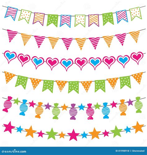 Colorful Bunting Flags And Garlands Vector Stock Vector Illustration