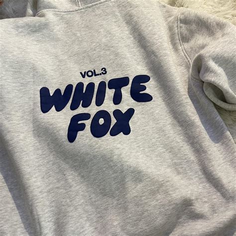 White Fox Offstage Hoodie Mineral Grey With Navy Depop