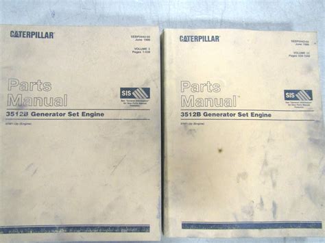 Caterpillar 3512B Generator Set Engine Parts Manual Volume I-II 8RM1-up ...