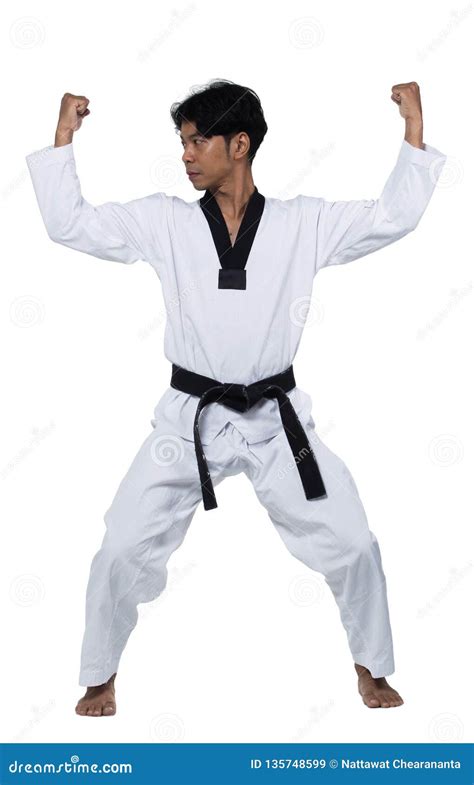 Homme Bel Principal Du Taekwondo De Ceinture Noire Image Stock Image