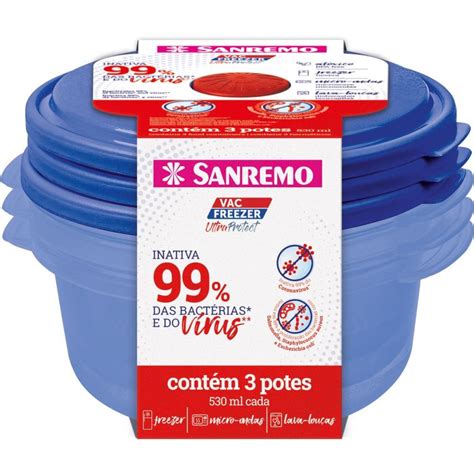 Kit 3 Potes Hermeticos Porta Mantimentos Vasilhas Plasticas 530ml