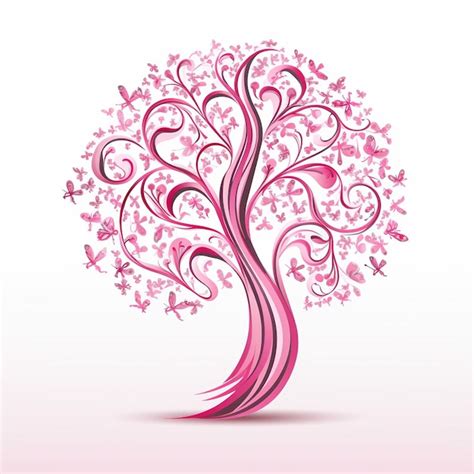 Un árbol con mariposas rosas y púrpuras en él Vector Premium