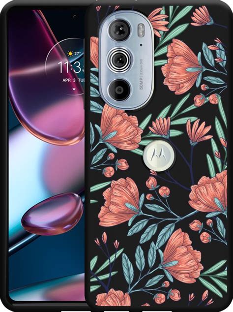 Motorola Edge 30 Pro Hoesje Zwart Poppy Roses Designed By Cazy Bol