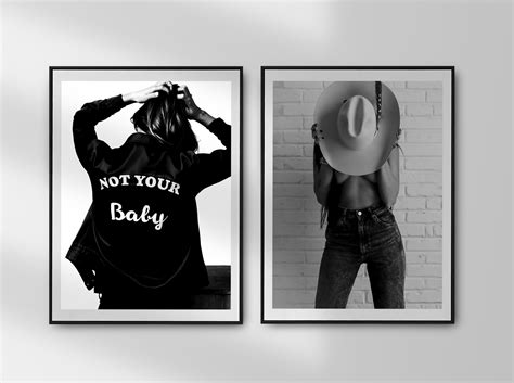 Vintage Cowgirl Print Black And White Fashion Poster Nude Woman Wall Art Wild West Photo