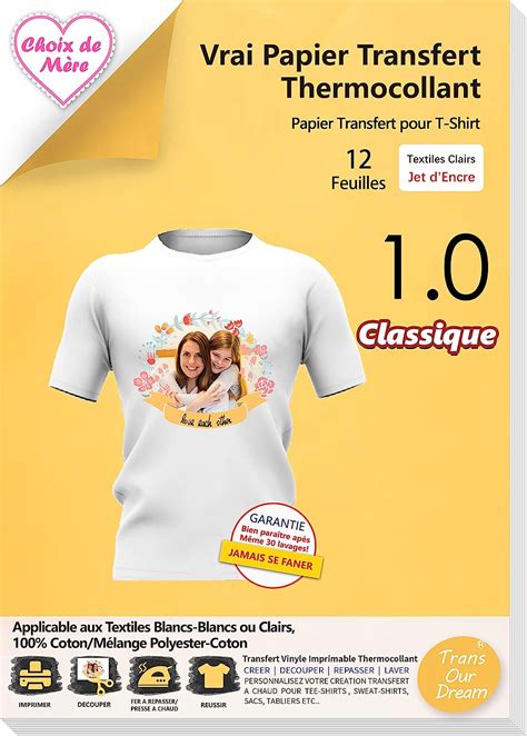 Transourdream Papier Transfert Classique Feuilles X A Papier