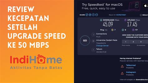 Review Kecepatan Internet Indihome Kecepatan Mbps Setelah Upgrade