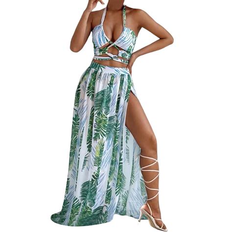 Hshmt Bikini Set For Women Women Piece Swimwear Piece Cover Up Two Piece Vintage Print