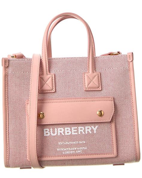 Burberry Freya Mini Canvas Leather Tote In Pink Lyst