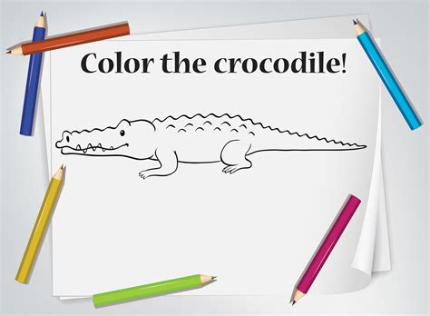 Crocodile Coloring Worksheet 1181172 Vector Art At Vecteezy