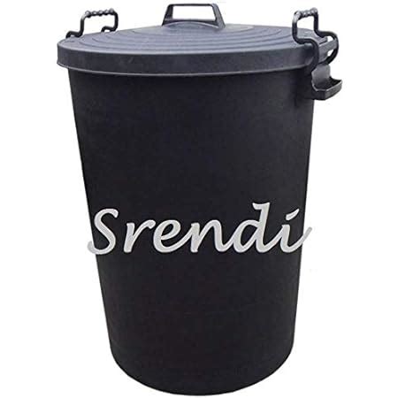 110L HEAVY DUTY BLACK PLASTIC RUBBISH REFUSE BIN WASTE W LOCKING LID