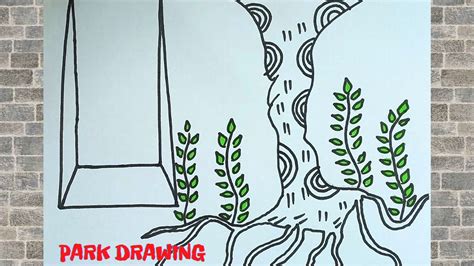 How To Draw Park Scene Park Drawing Step By Step Park Ki Drawing