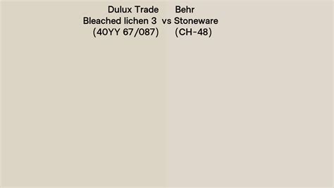 Dulux Trade Bleached Lichen 3 40yy 67087 Vs Behr Stoneware Ch 48 Side By Side Comparison