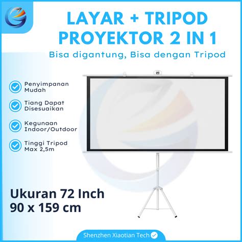 Jual Tripod Layar Proyektor 72 Inch 16 9 Layar Proyektor Gantung 72