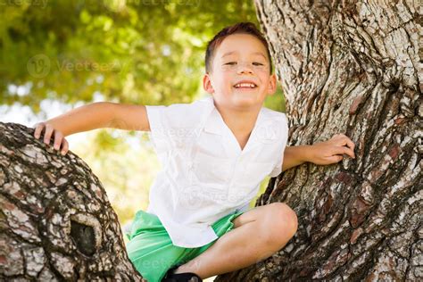 Outdoor Portrait Of A Biracial Chinese And Caucasian Boy