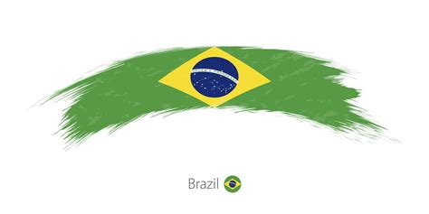 Flag Of Brazil In Rounded Grunge Brush Stroke Vector Art At