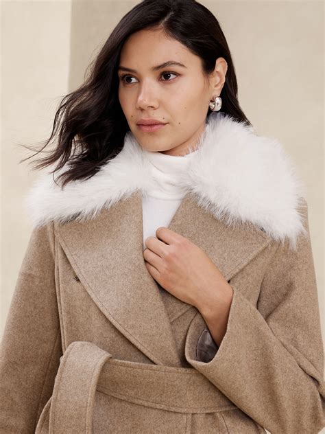 Removable Faux Fur Collar Coat Banana Republic Factory