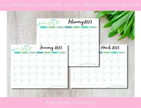 2023 Printable Calendar Digital Calendar For 2023 Year Etsy Uk