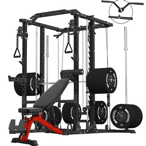 ER KANG Smith Machine Home Gym, 2000LBS Smith Rack with Cable Crossover