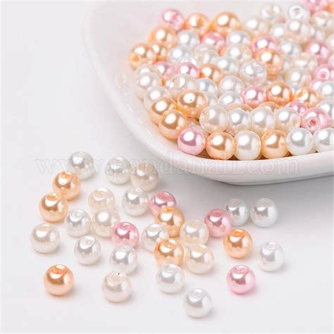 Wholesale Barely Pink Mix Pearlized Glass Pearl Beads