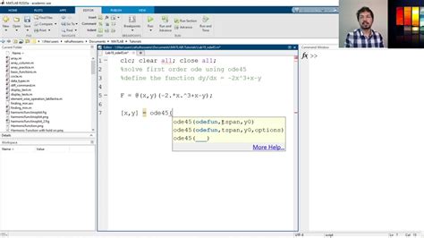 Solve First Order Ordinary Differential Equation In Matlab Using Ode45 Youtube