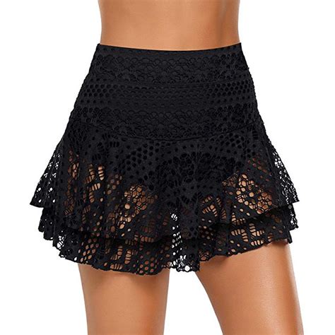 Đôi Ren Móc Váy Giữa Eo Bikini Đáy Váy Ngắn Nữ Plus Kích Thước Đáy Chạy Đồ Bơi Tankini Bơi Đi