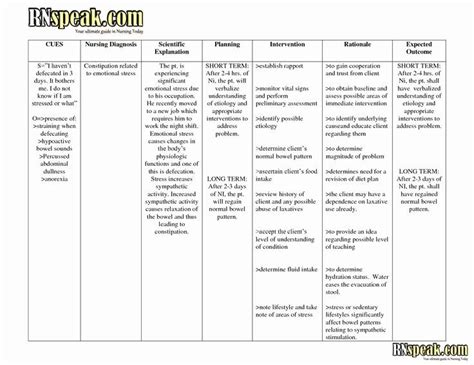 Constipation Nursing Care Plan Example