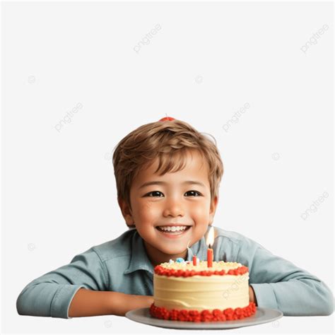 Un Niño Feliz Con Pastel De Cumpleaños Y Globos PNG dibujos Un Niño