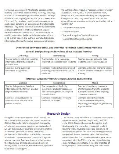 11 Formative Assessment Templates In Pdf Word