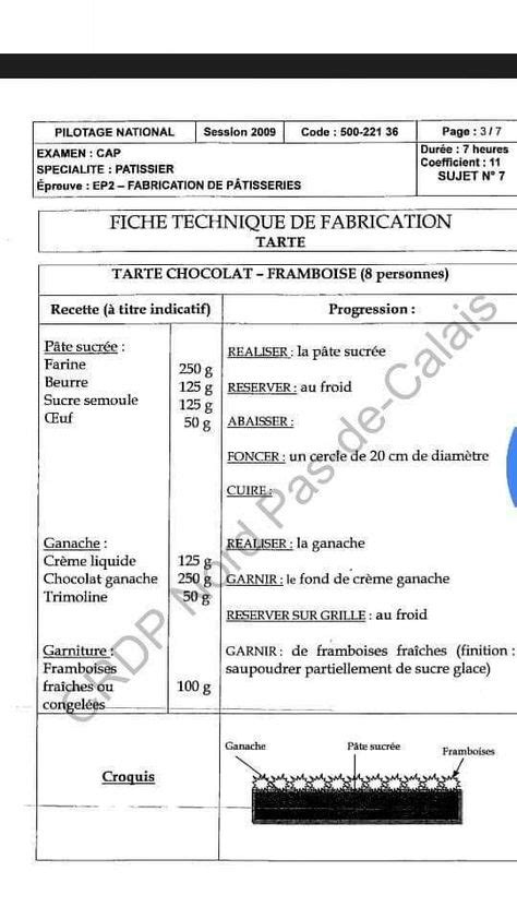 10 idées de Fiches techniques cap patissier cours de patisserie fiches