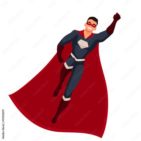 Male superhero cartoon style vector illustration isolated on white background. man in casual ...