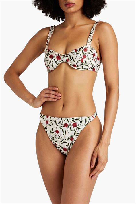 Agua By Agua Bendita Ruffled Floral Print High Rise Bikini Briefs The