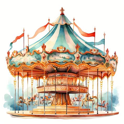 Premium AI Image | beautiful Carousel Calliope watercolor Carnival ...