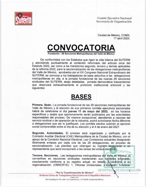 SUTERM NACIONAL on Twitter Fundación 28 Secciones metropolitanas del