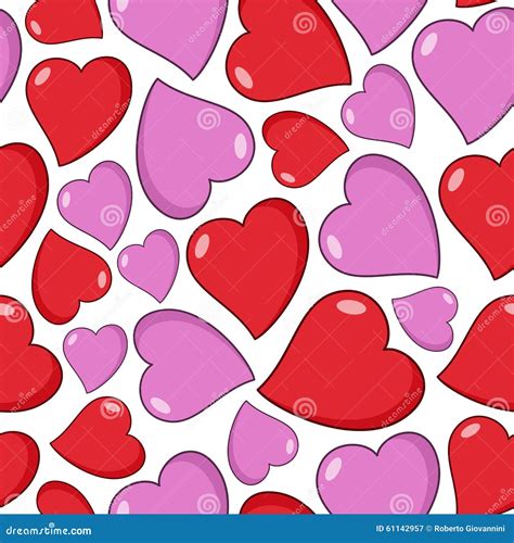 Red And Pink Hearts Seamless Pattern Stock Vector Illustration Of